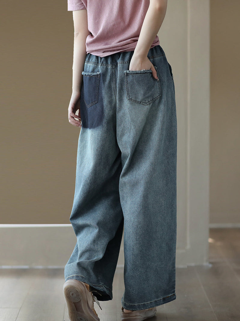 Soft Pocket Denim Straight-leg Pants