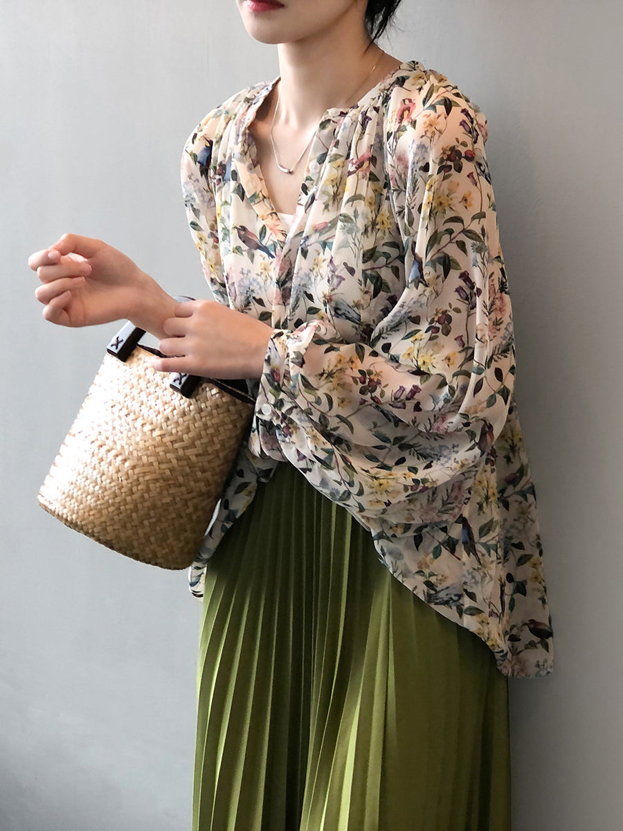 Summer Artsy V-neck Loose Shirt