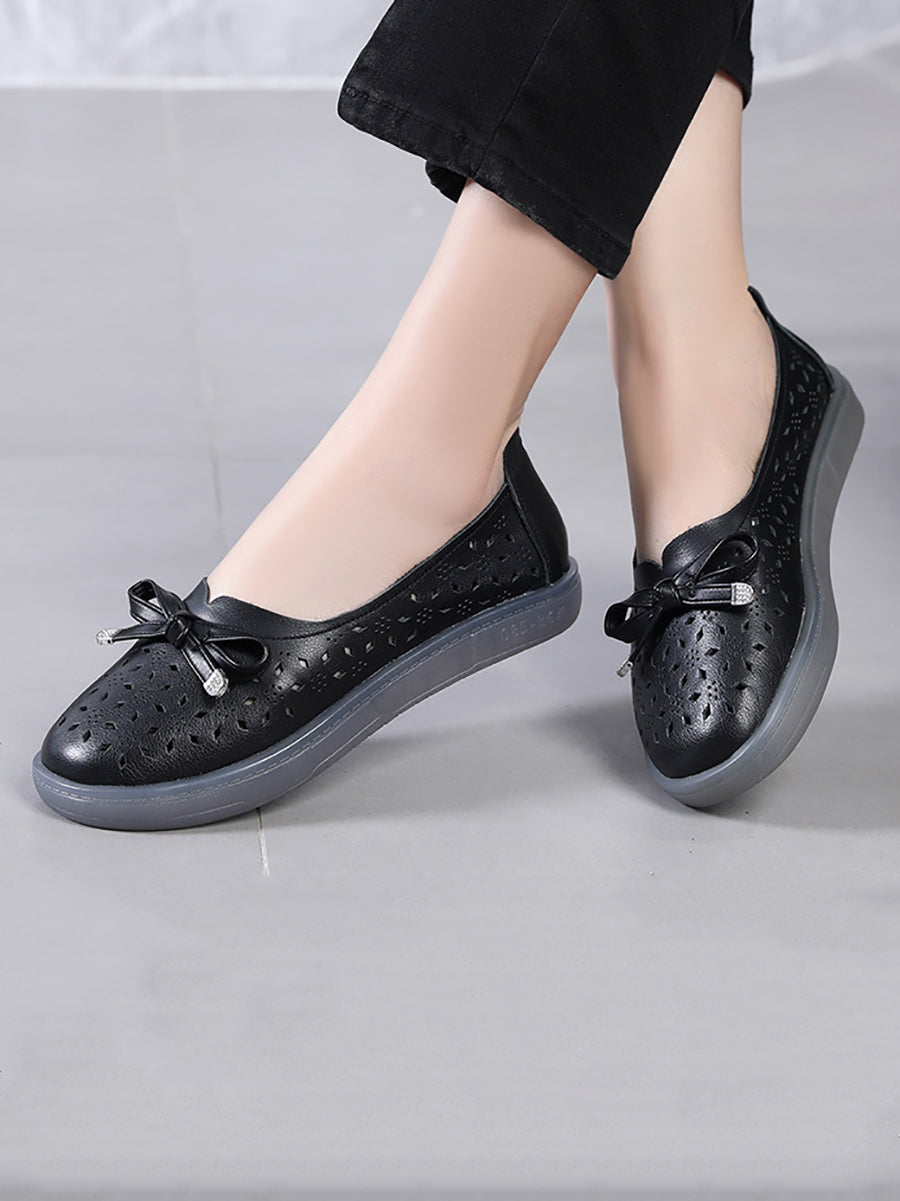 CD | Femei Casual Vara Solid Cutout piele Pantofi plat