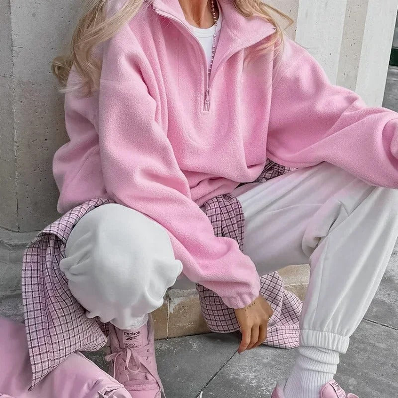 CD | Pulover fleece cu jumătate de fermoar