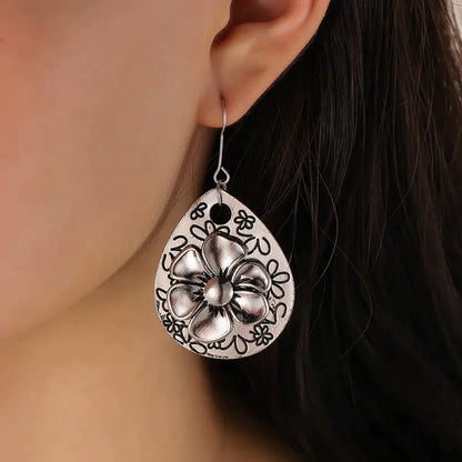 Boho Floral Silver Earrings