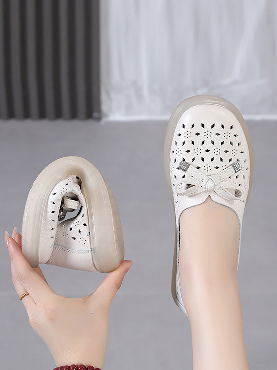 CD | Femei Casual Vara Solid Cutout piele Pantofi plat