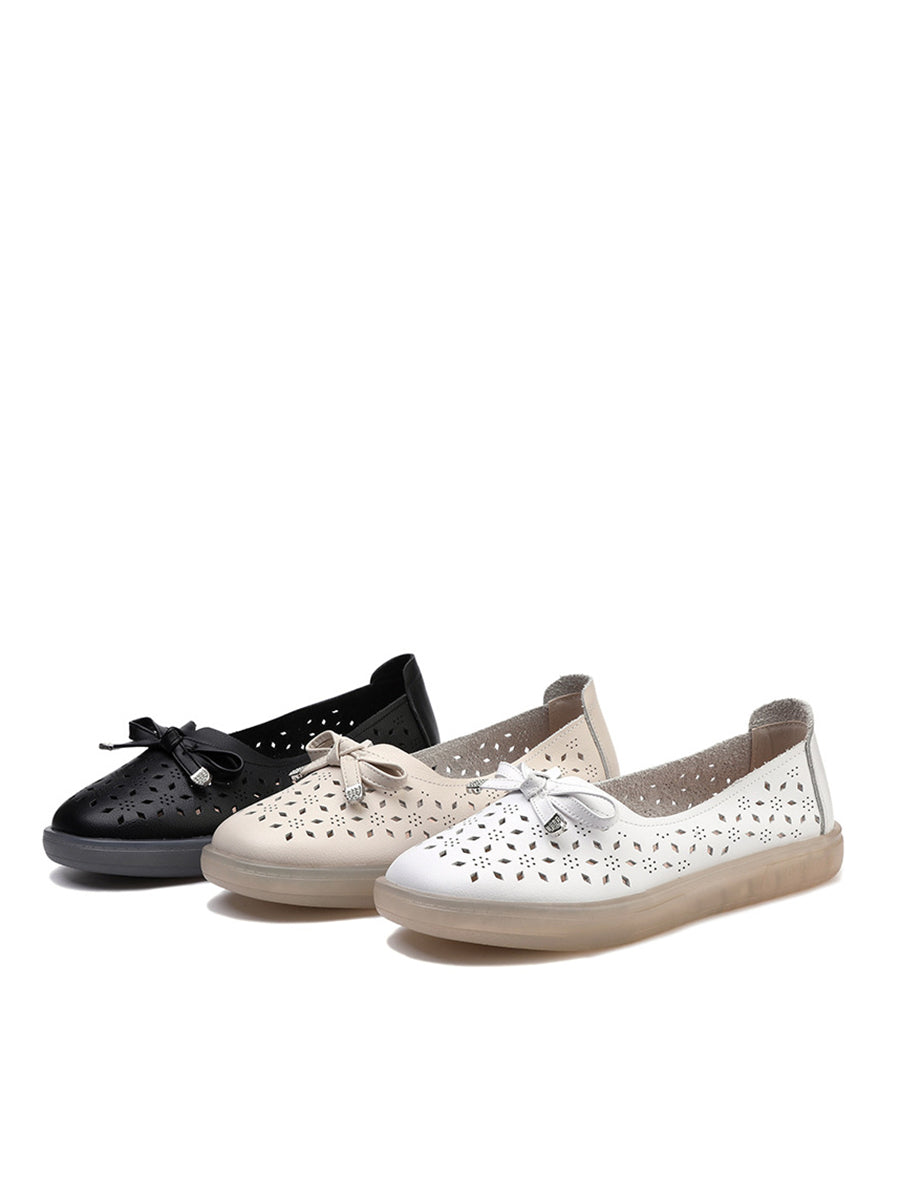 CD | Femei Casual Vara Solid Cutout piele Pantofi plat