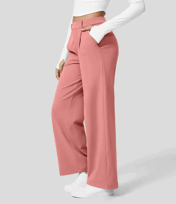 CD | Pantaloni stretch cu talie înaltă și picior drept pentru femei