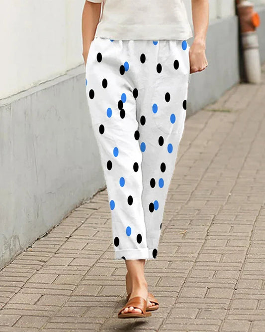 CD | Pantaloni largi casual cu imprimeu cu buline