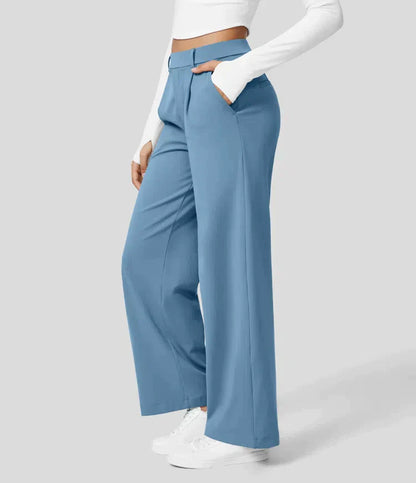 CD | Pantaloni stretch cu talie înaltă și picior drept pentru femei