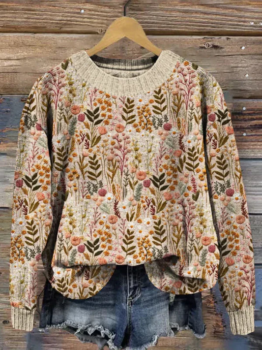 CD | Pulover vintage din tricot floral