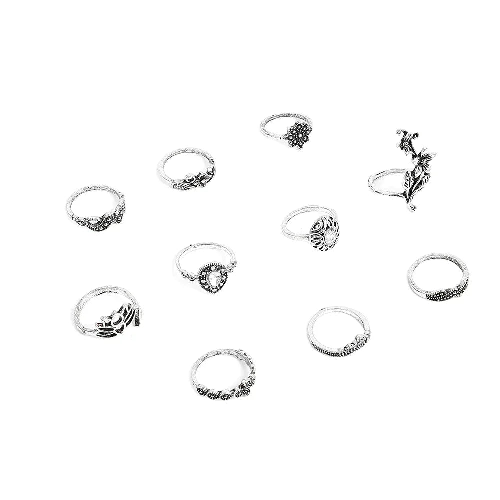 Enchanted Forest Rings Pack In Antique Silver