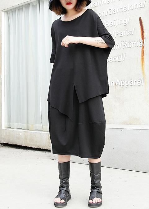 100% Pockets Cotton Skirt Black a Line Patchwork Skirt