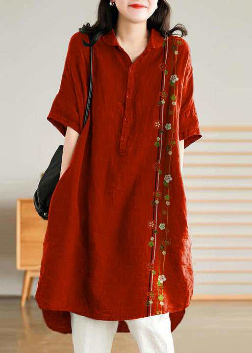 Jade Green Cashew Nuts Linen Linen Shirt Dress