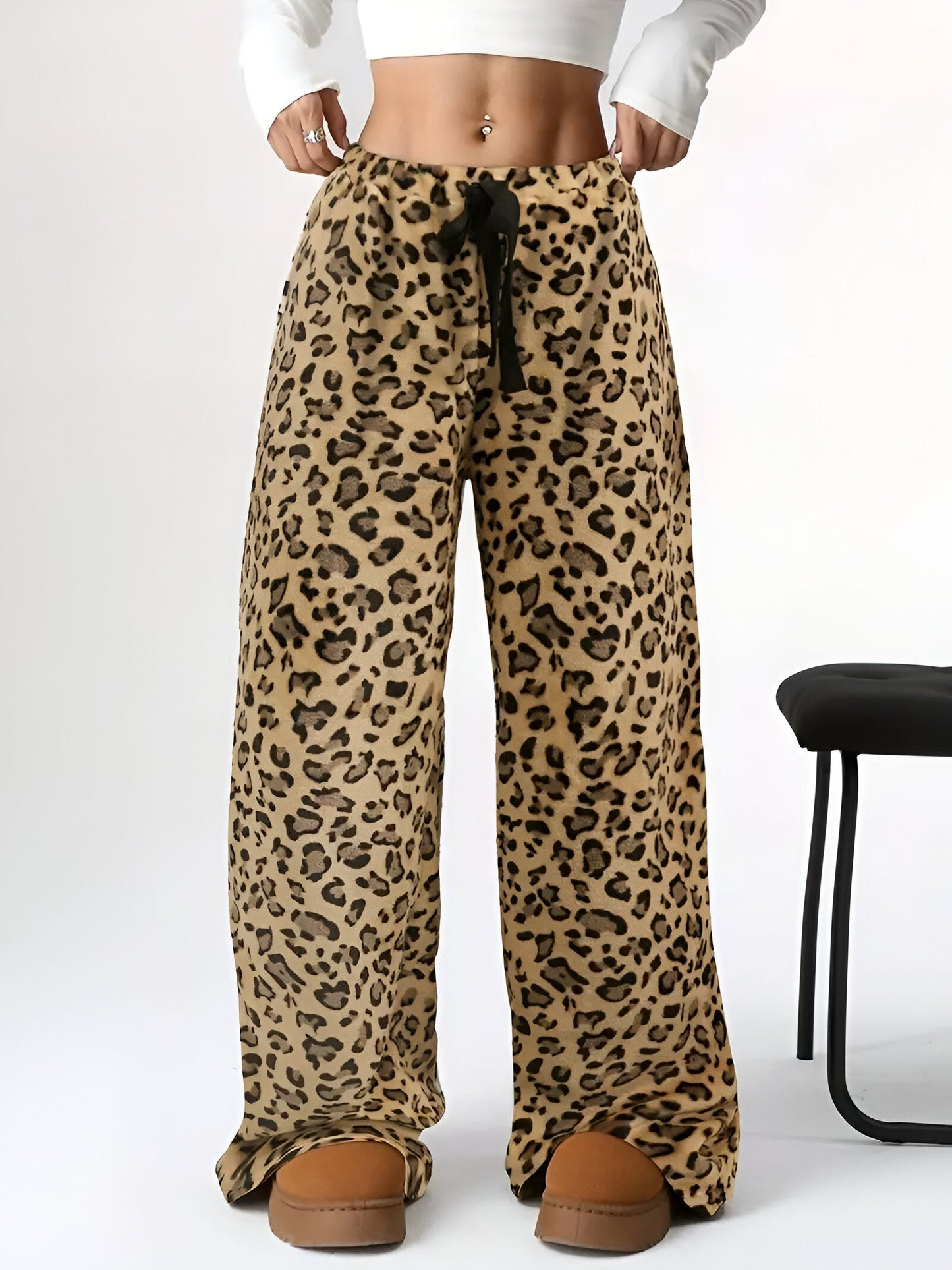 CD | Pantaloni de agrement cu imprimeu leopard