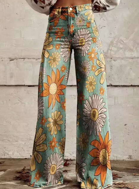 CD | Pantaloni largi cu imprimeu colorat