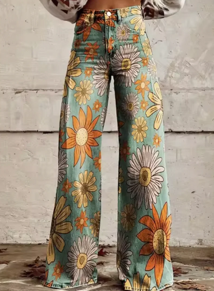 CD | Pantaloni largi cu imprimeu colorat