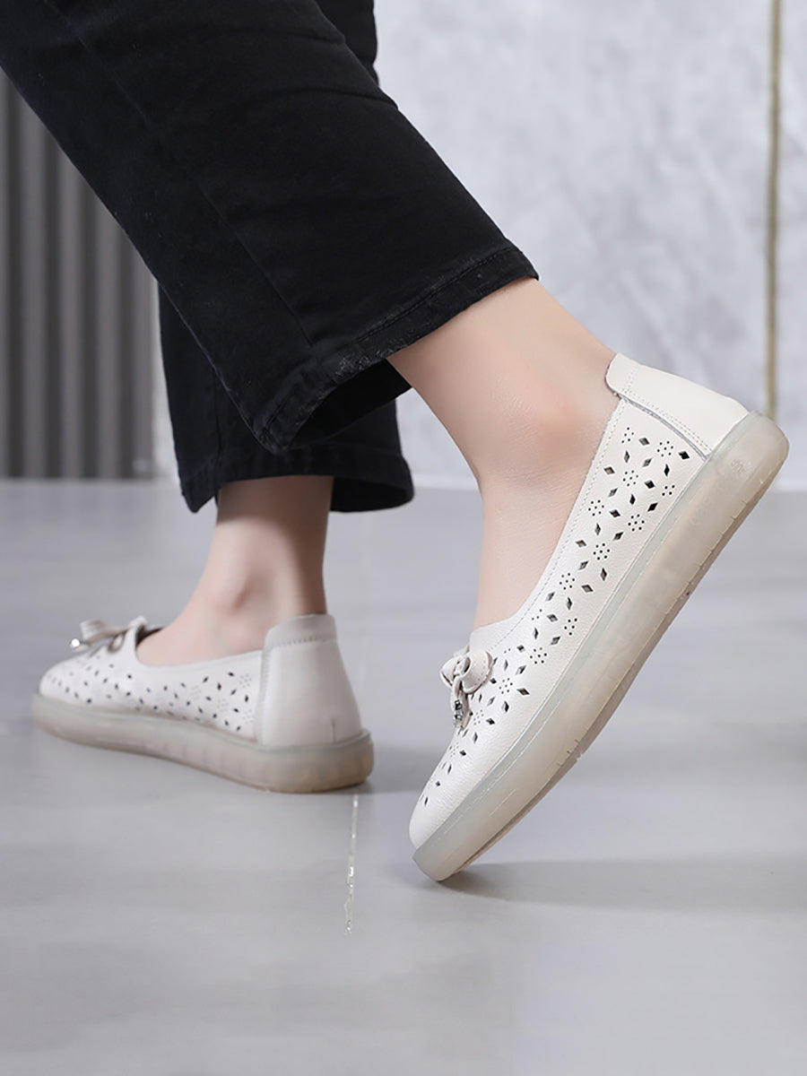 CD | Femei Casual Vara Solid Cutout piele Pantofi plat