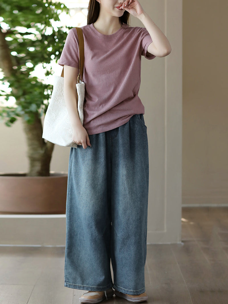 Soft Pocket Denim Straight-leg Pants