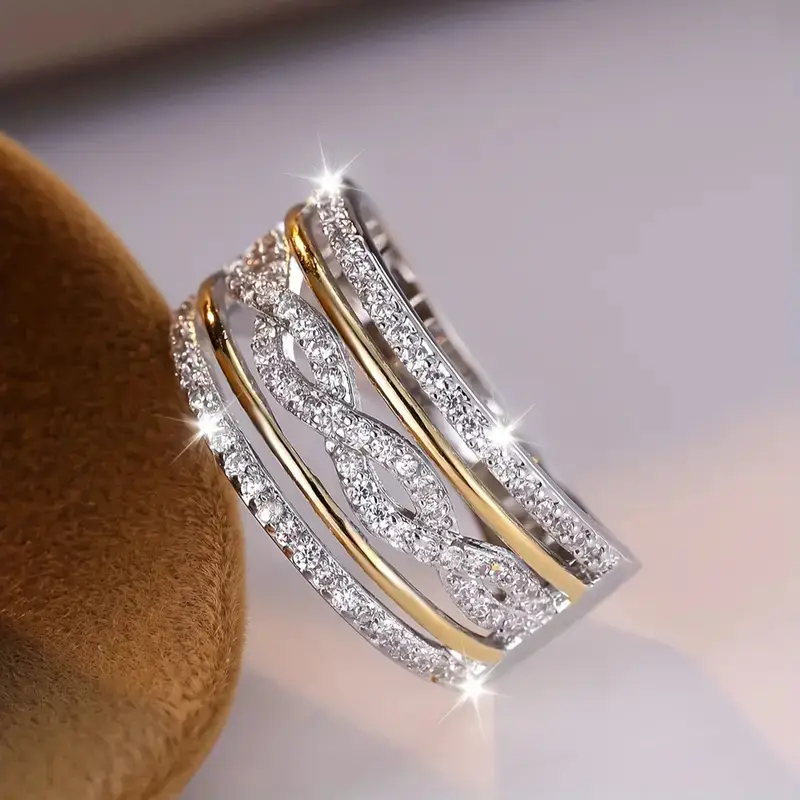 Bright Braided Zirconia Ring