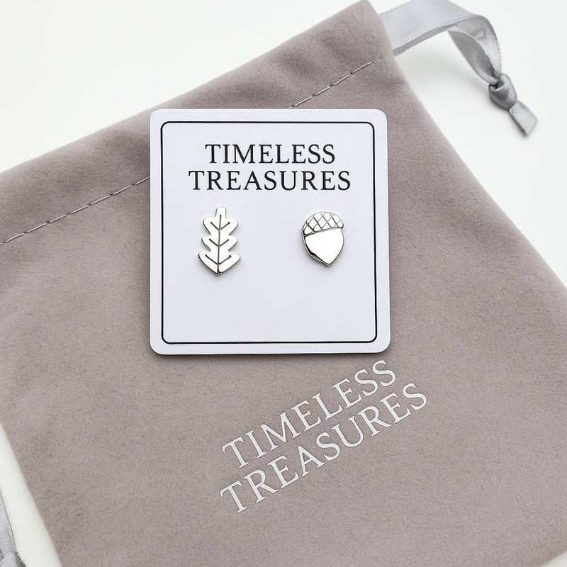 Fall Silver Stud Earrings