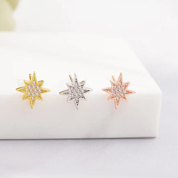 Starburst Stud Earrings In Sterling Silver