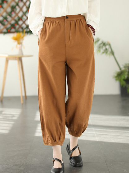 CD | Femei Moda Casual talie Elastic vrac lung Harem Bottom pantaloni
