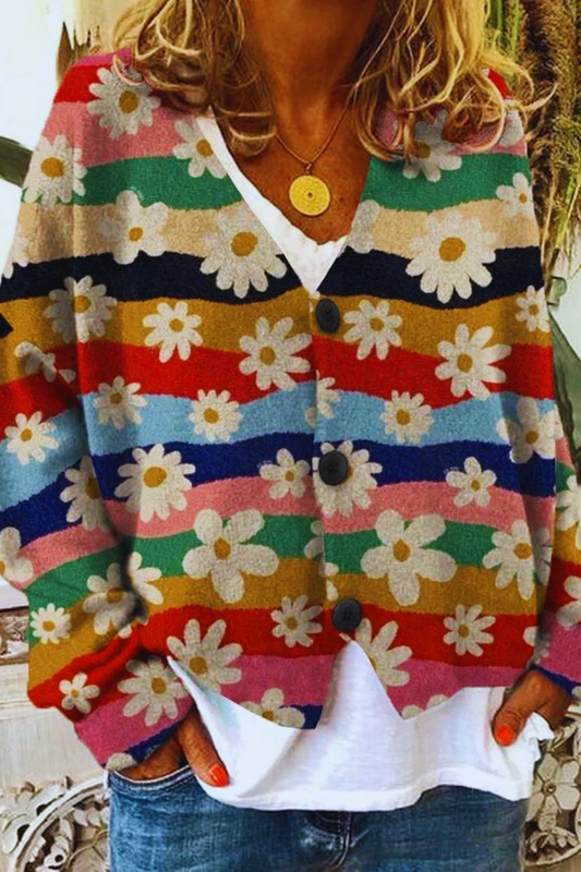 CD | Cardigan casual din flanelă cu model vintage în carouri și nasturi