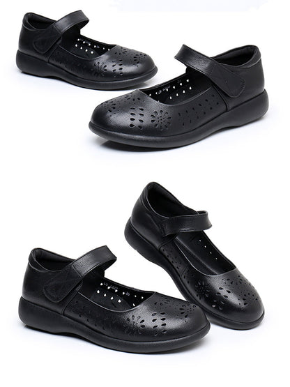 CD | Femei Vara Artsy Solid din piele Cutout Flat Shoes