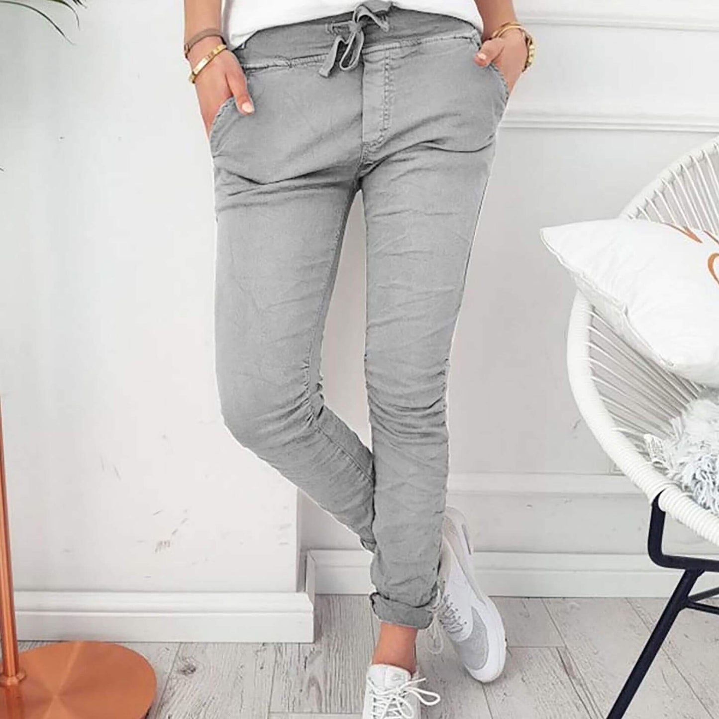 CD | Pantaloni casual ușori cu talie elastică pentru femei