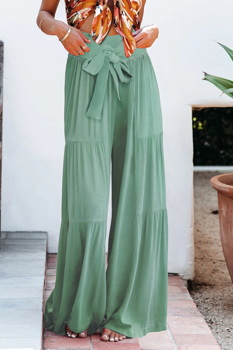 CD | Casual elegant vrac-fitting pantaloni cu talie mare picior larg pentru femei