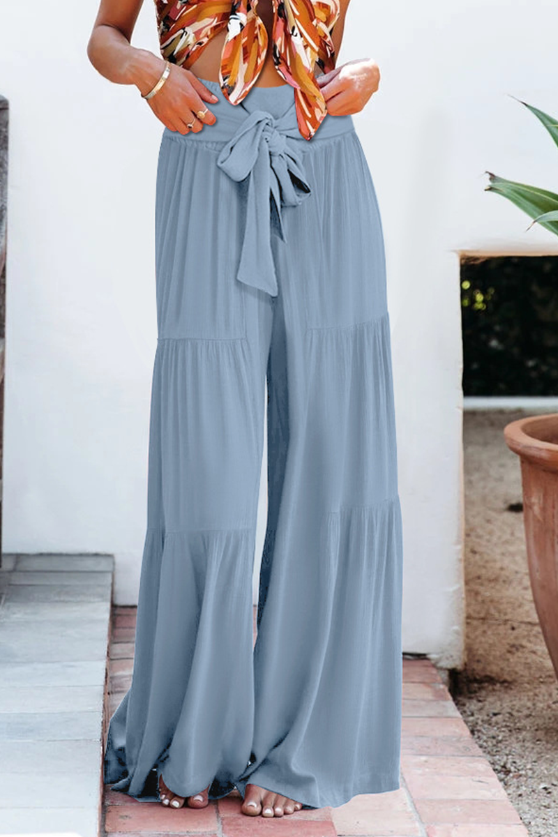 CD | Casual elegant vrac-fitting pantaloni cu talie mare picior larg pentru femei