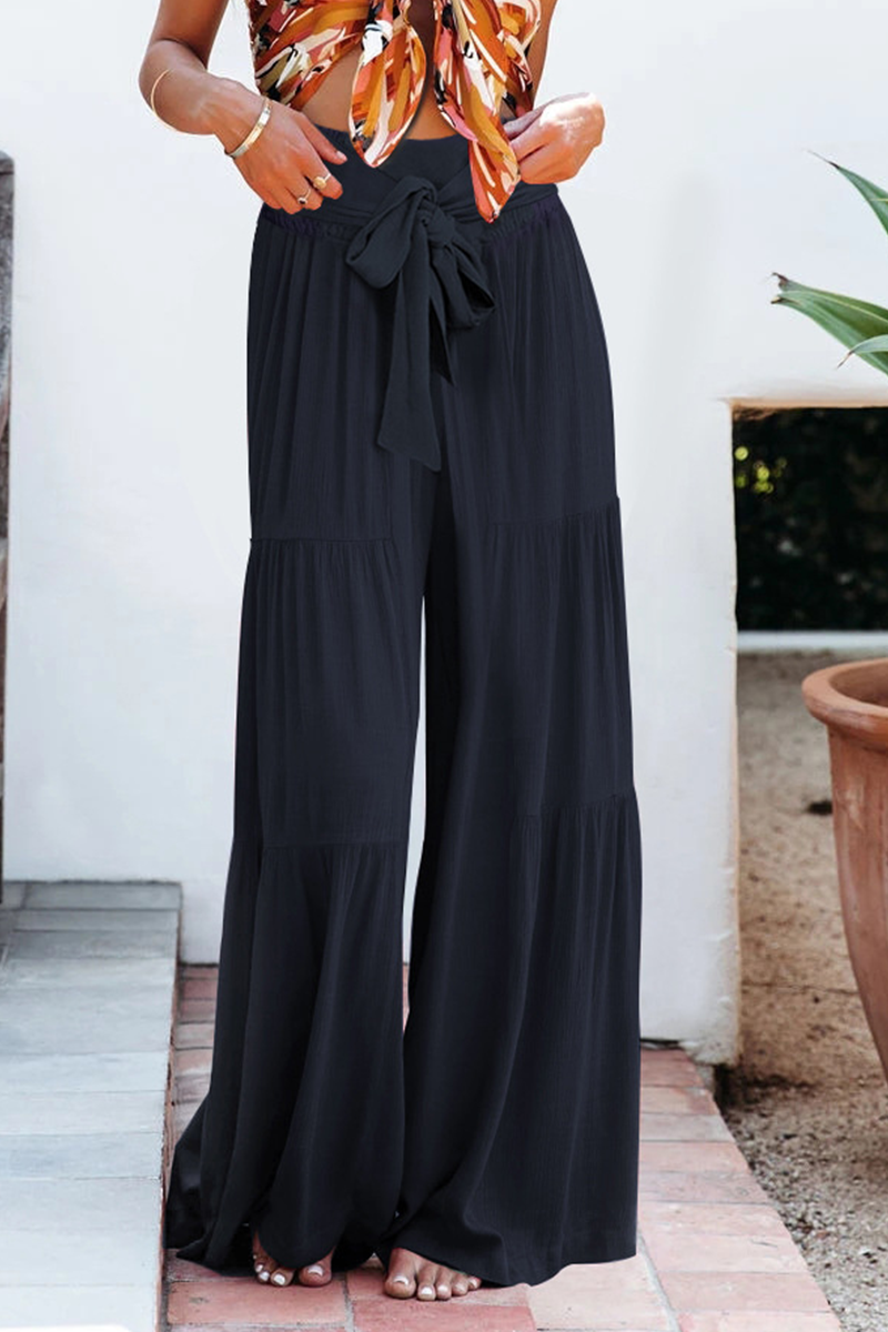 CD | Casual elegant vrac-fitting pantaloni cu talie mare picior larg pentru femei
