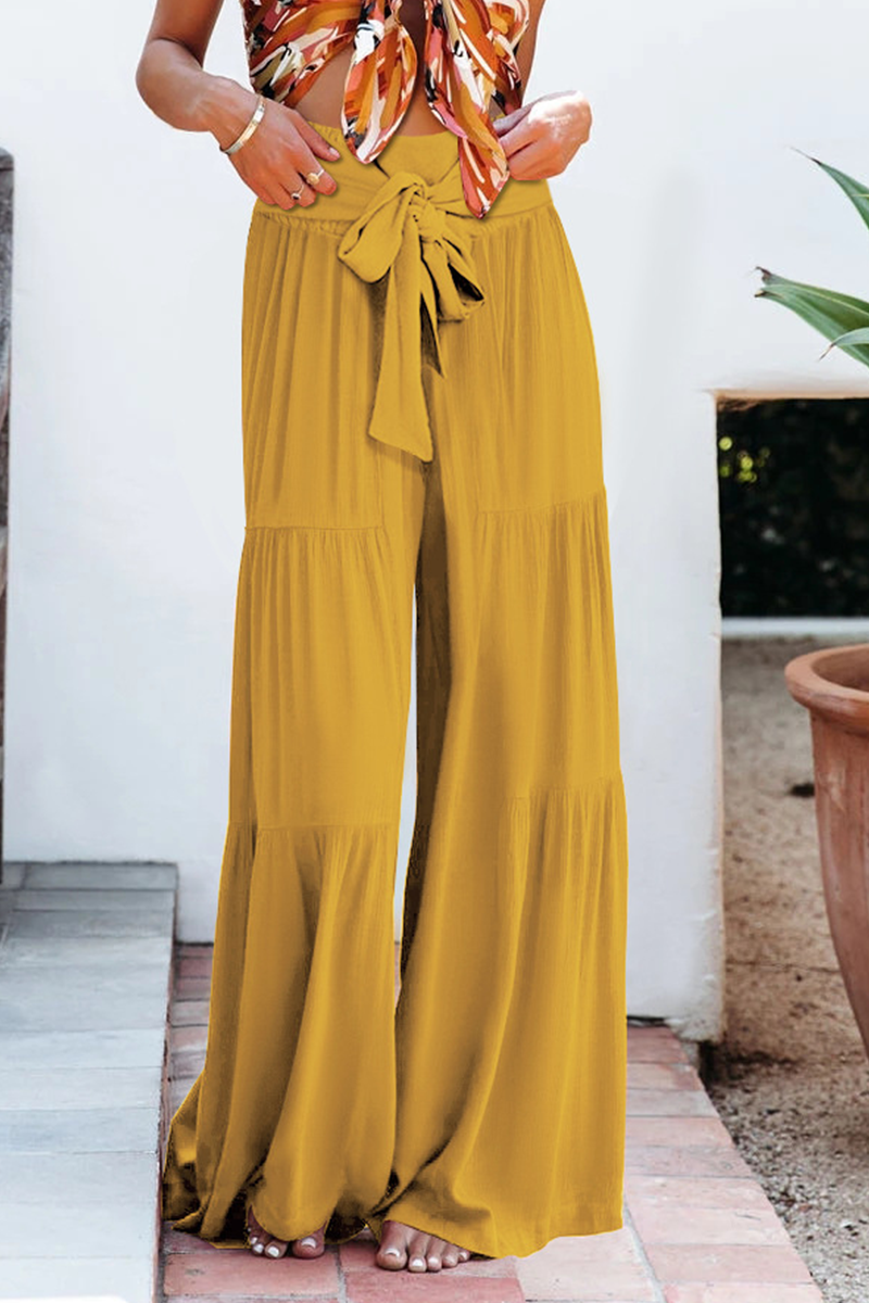 CD | Casual elegant vrac-fitting pantaloni cu talie mare picior larg pentru femei