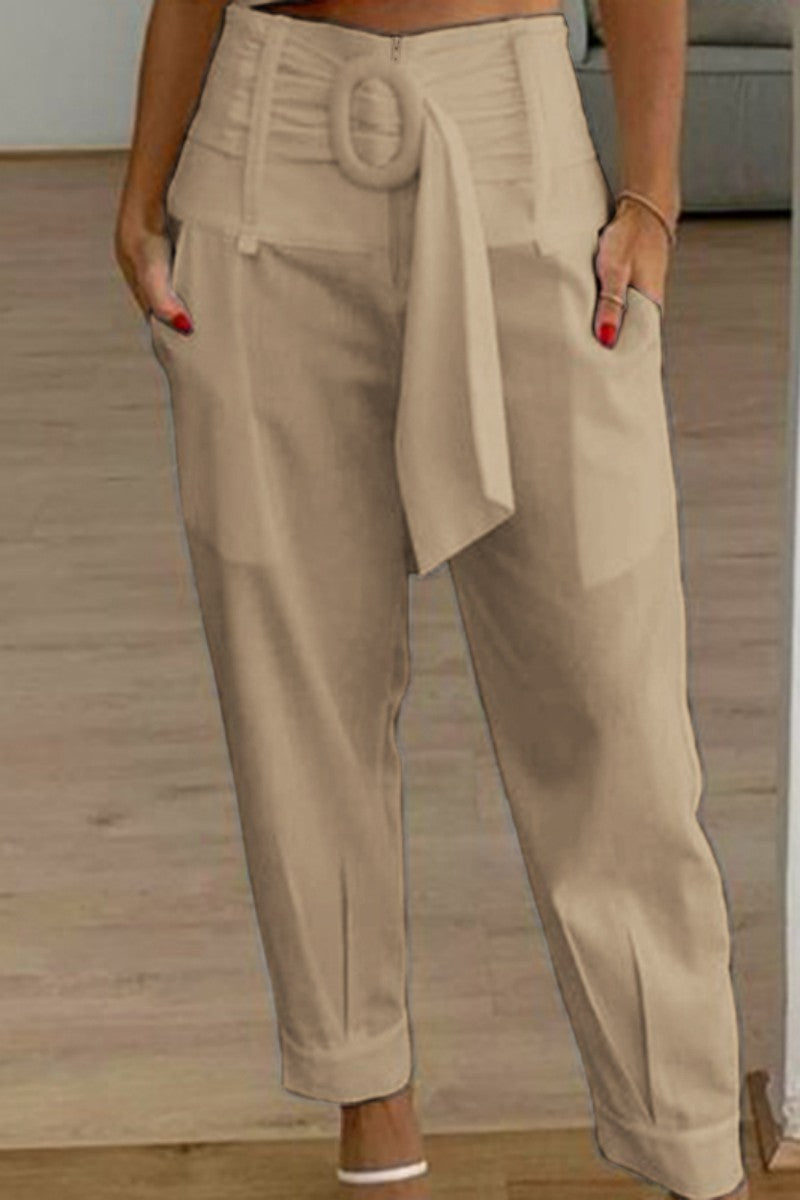 CD | Casual solid Patchwork regulat talie înaltă convenționale solid culoare pantaloni
