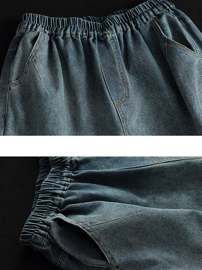 Soft Pocket Denim Straight-leg Pants