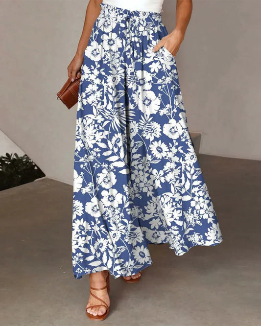 CD | Pantaloni cu picior lat și model floral