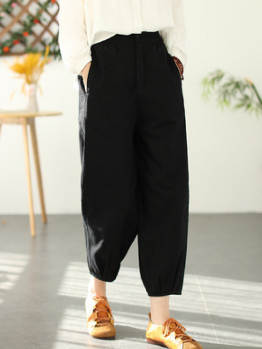 CD | Femei Moda Casual talie Elastic vrac lung Harem Bottom pantaloni