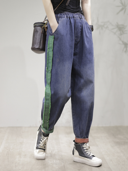 CD | Casual Vintage Loose Fit Patch Denim Fund Jeans Pantaloni