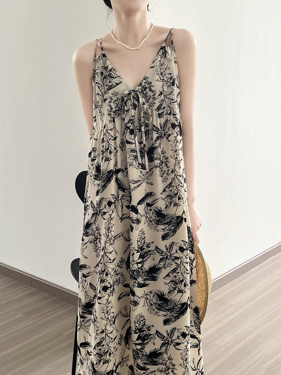 Summer Artsy Ink-print Vest Dress