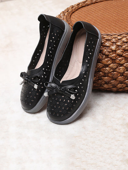 CD | Femei Casual Vara Solid Cutout piele Pantofi plat