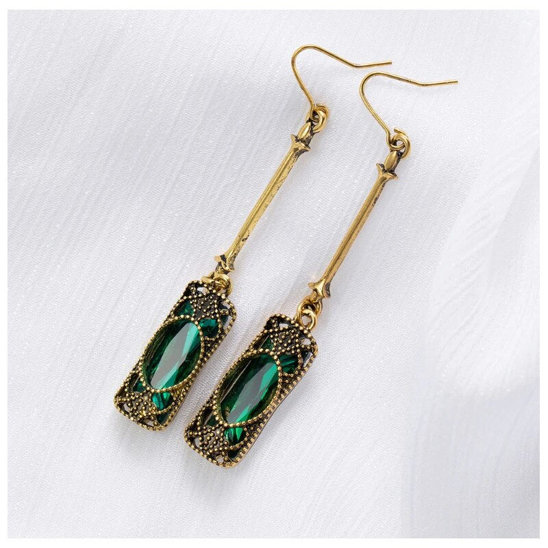 Green Lantern Pendant Earrings In Gold