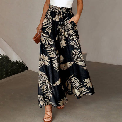 CD | Popular Plant Print Side Pocket pantaloni