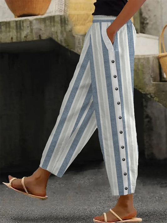 CD | Pantaloni lejeri, casual, cu un model în dungi