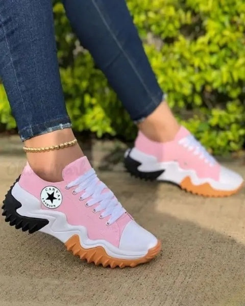 CD | Adidași cu șireturi Muffin cu epoleți și inserții contrastante