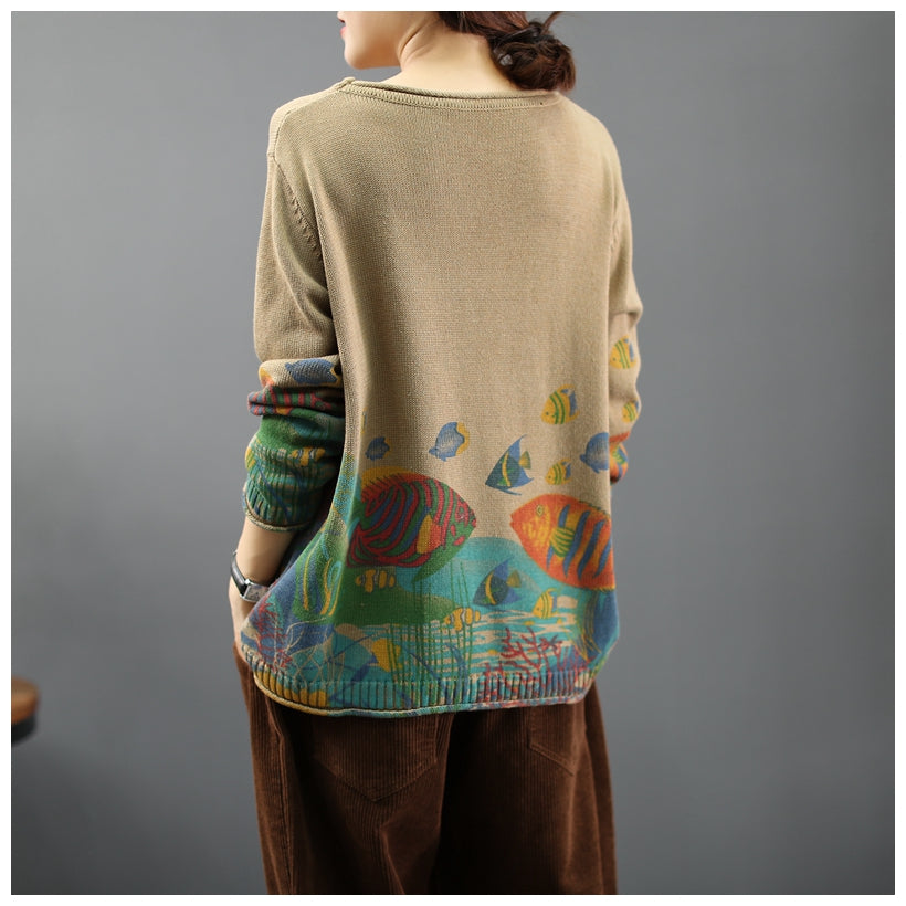 Prints Loose Sweater Spring Tops