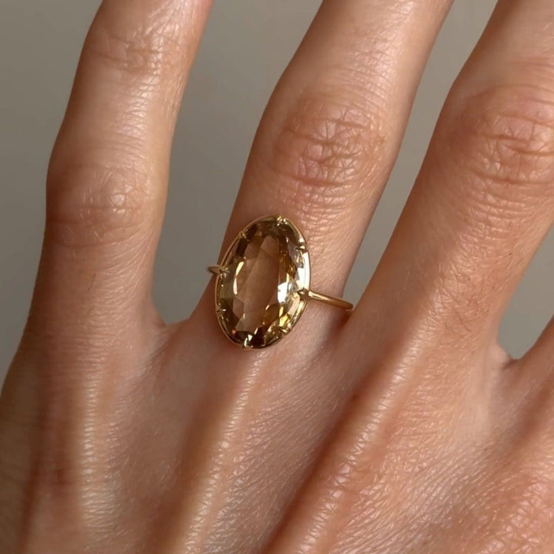 Golden Amber Oval Ring