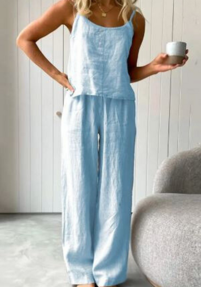 CD | Set de pantaloni și top fără mâneci casual pentru femei