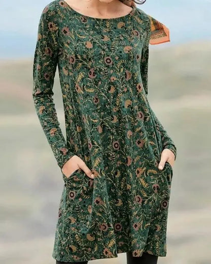 CD | Rochie midi cu mâneci lungi și buzunare laterale
