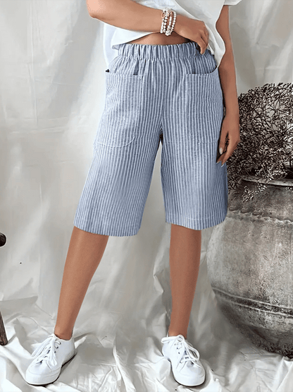 CD | Pantaloni scurți casual, cu croială largă, din jacquard, cu dungi retro artistice