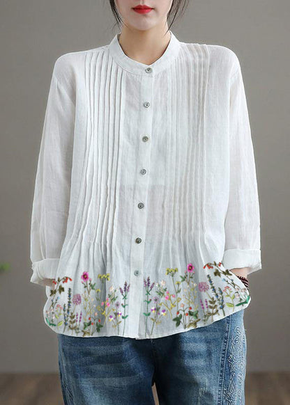 Organic White Linen Shirt Tunics Ramie Blouse
