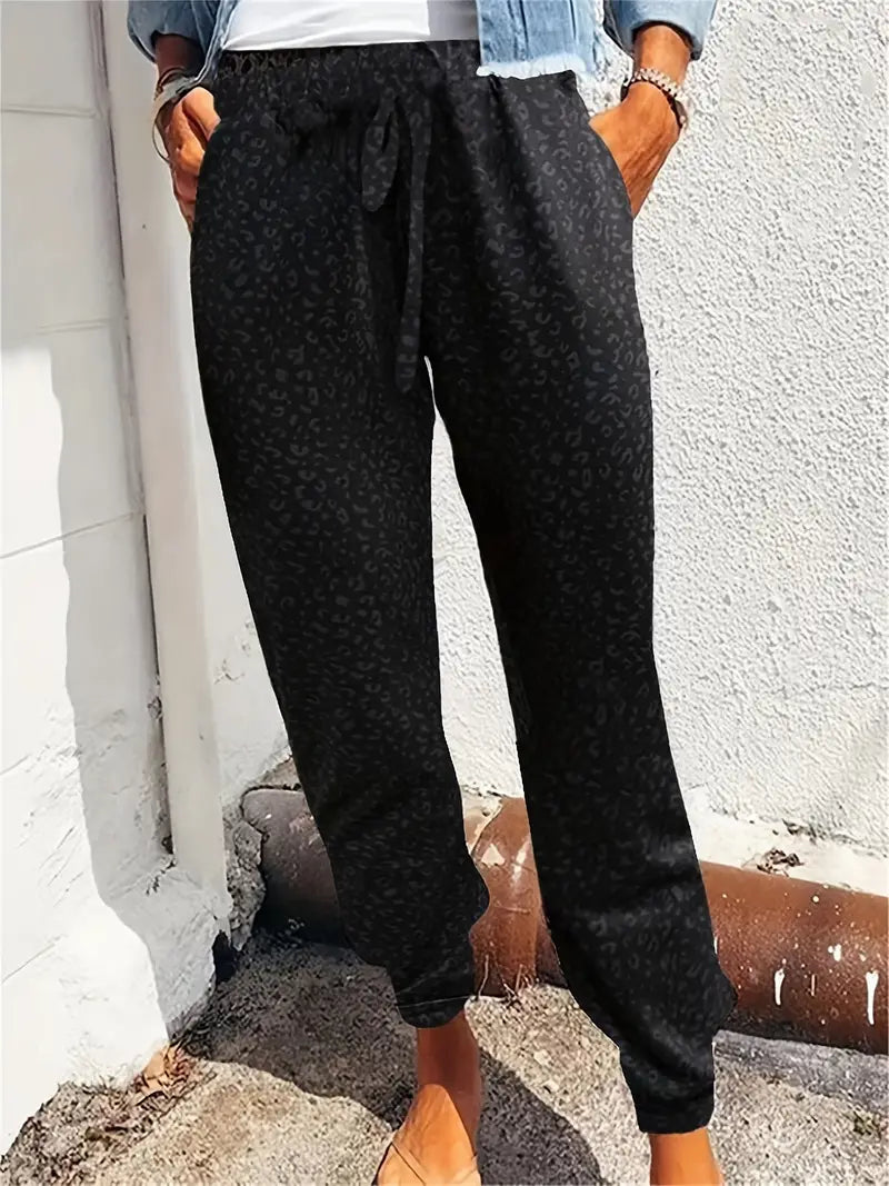 CD | Pantaloni cu imprimeu leopard pentru femei