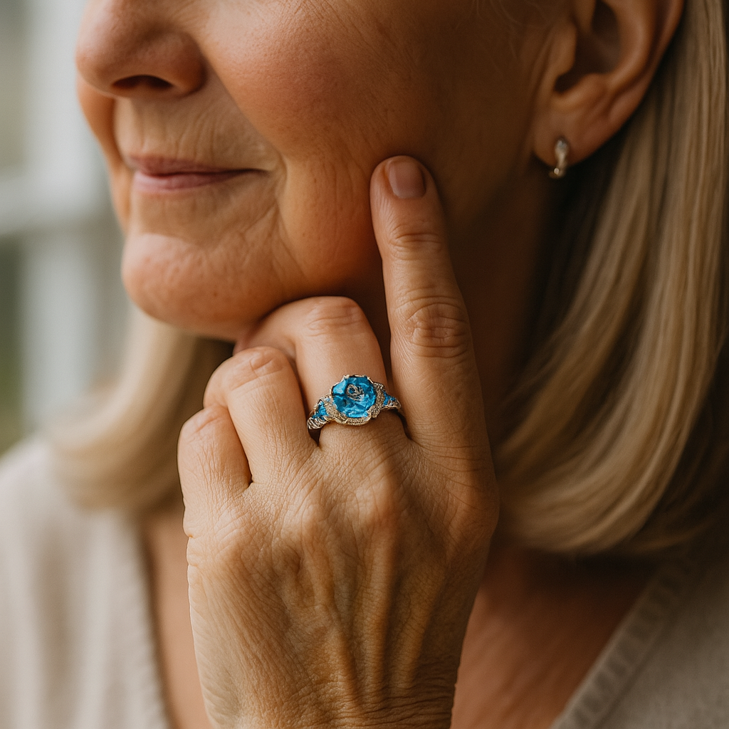Vintage Silver Ring With Blue Crystal