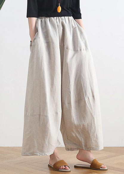 20 Summer Stitching Thin New Cotton and Linen Nude Wide-leg Pants